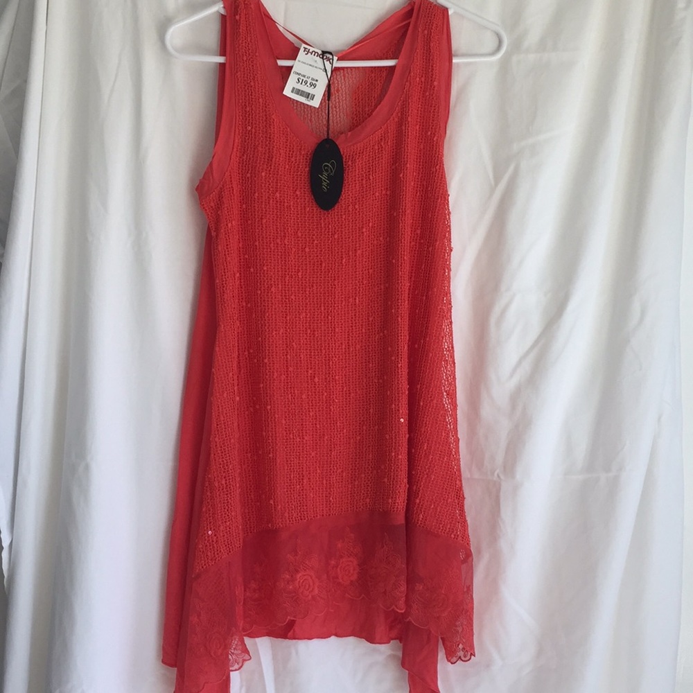 Coral swim cover-up